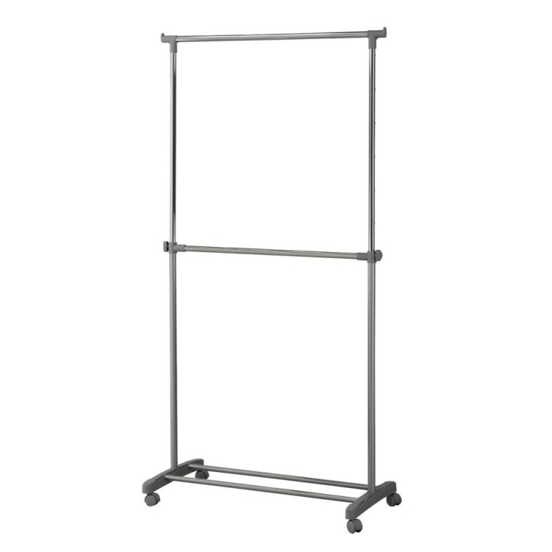 Home Adjustable Chrome 2 Tier Clothes Rail Grey Furniture GMV Trade