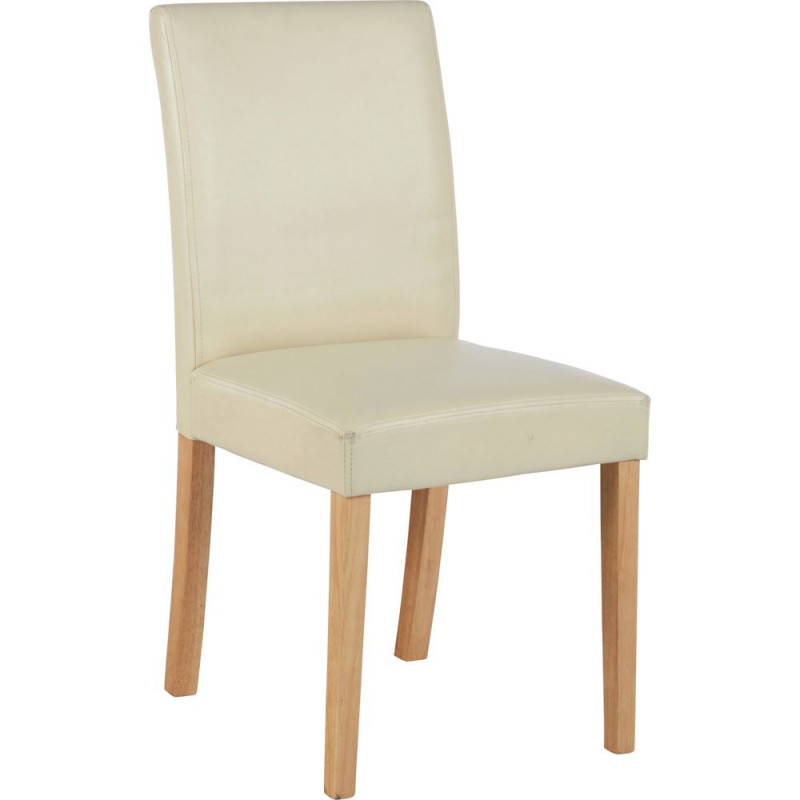 Aston Pair of Cream Oak Leather Effect Dining Chairs Tables & Chairs