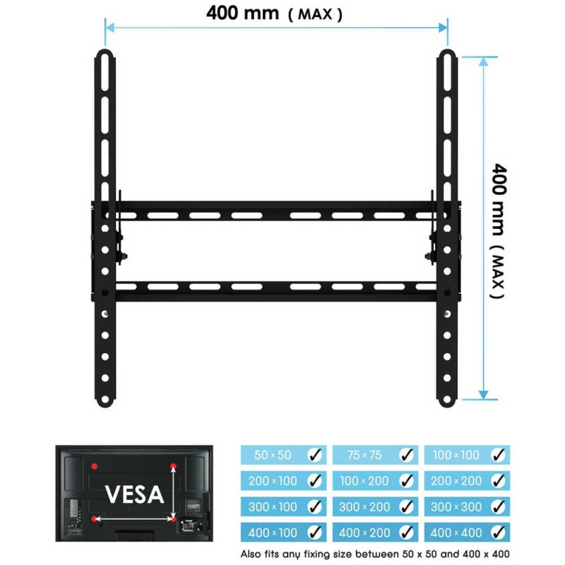 AVF Standard Tilting Up To 55 Inch TV Wall Bracket Black Television