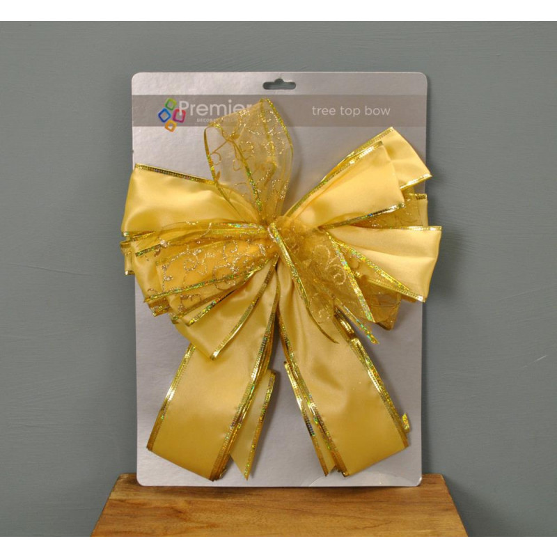 Premier Decorations Gold Tree Top Bow Christmas Decoration  Christmas