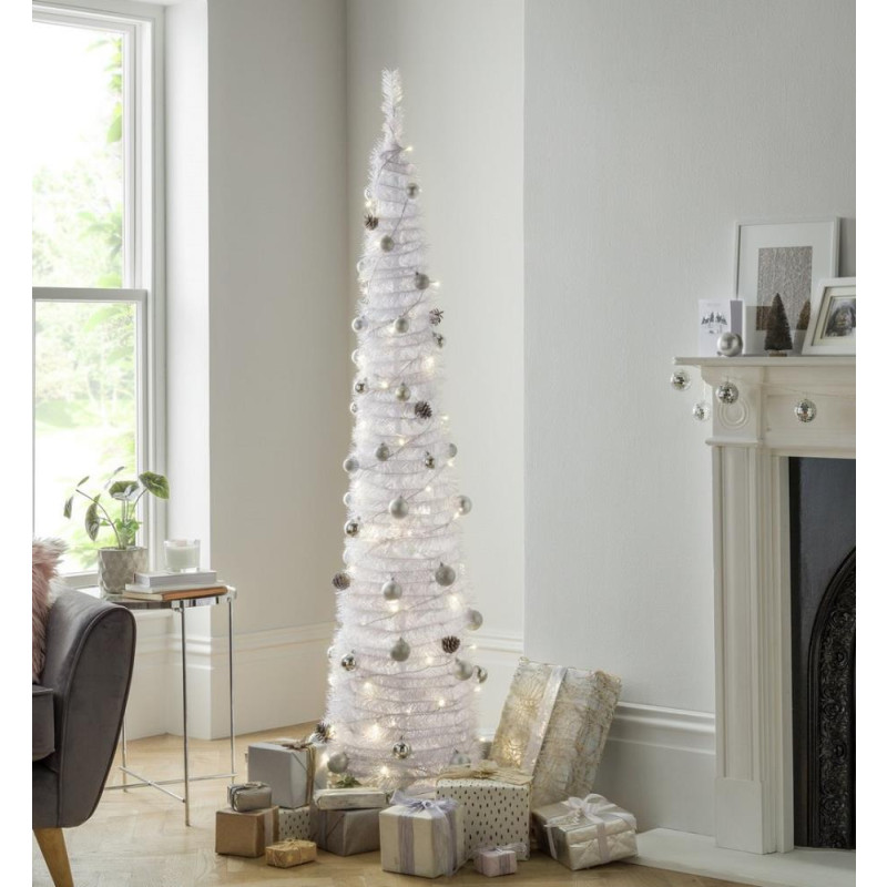Home 6ft Pop Up PreLit Christmas Tree White Christmas Trees Christmas Decorations GMV Trade
