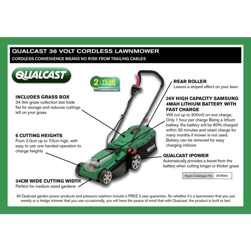 Qualcast 36v cordless lawn mower hotsell