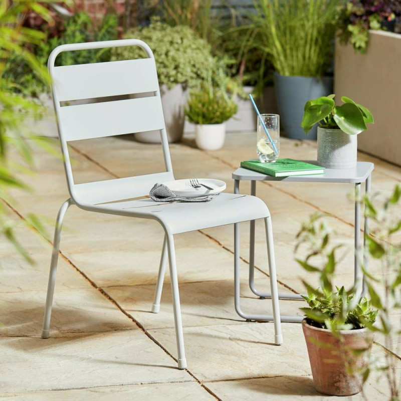 Home Steel Stacking Garden Chair Grey Garden Furniture Furniture GMV Trade