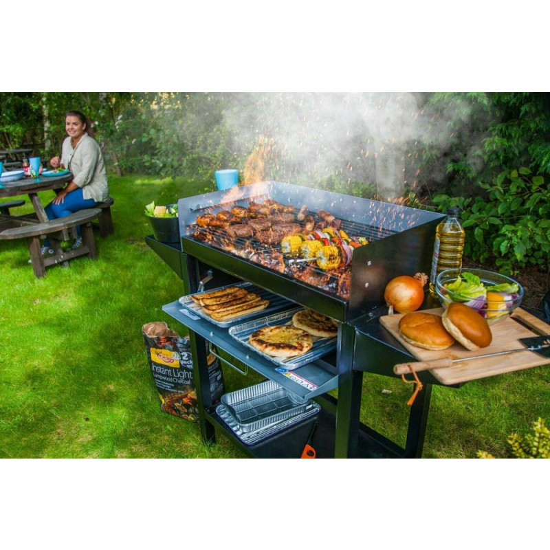 BarBeQuick Outdoor Steel Portable Trolley Grill & Bake Garden BBQ