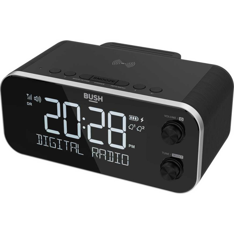 Bush DAB+ Clock Radio With Wireless Charging Dock Black Alarm