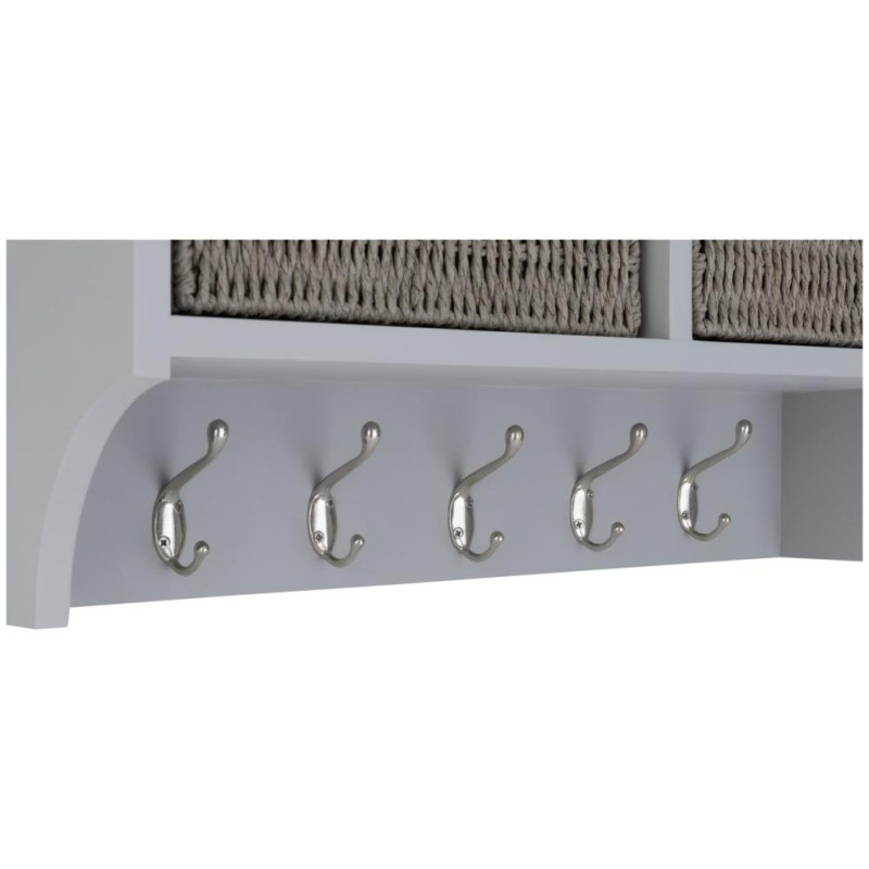 Home 2 Drawer Shelf With Hooks Grey Storage Units Furniture GMV Trade