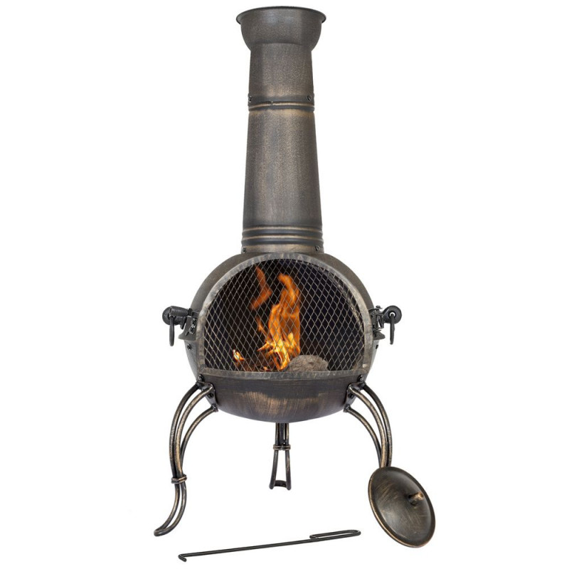 La Hacienda Extra Large Steel Chiminea Bronze Finish Fireplaces