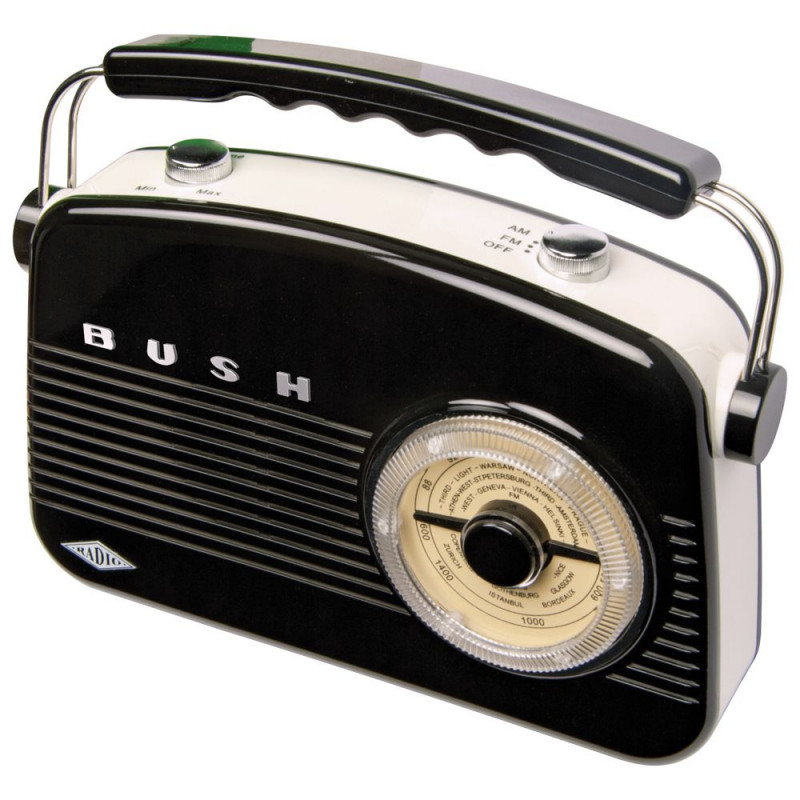 Bush Retro Mini FM Radio Black Alarm Clocks & Radios Home Audio