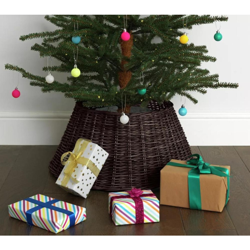Habitat 57cm Wicker Christmas Tree Skirt Brown Christmas Tree