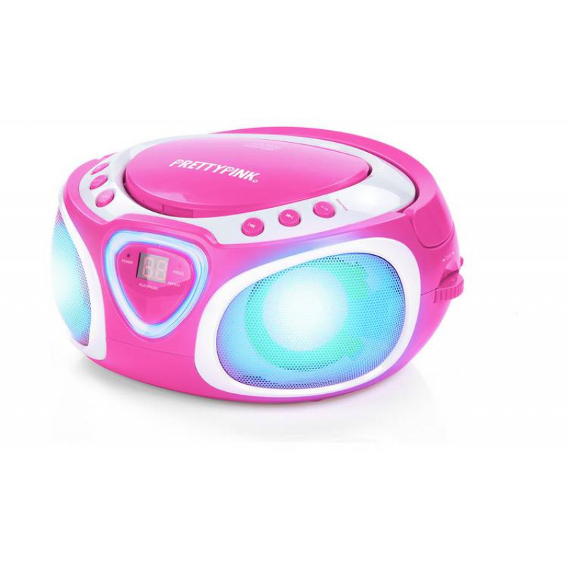 Pretty Pink Boombox CD FM/MW Radio Pink Alarm Clocks & Radios