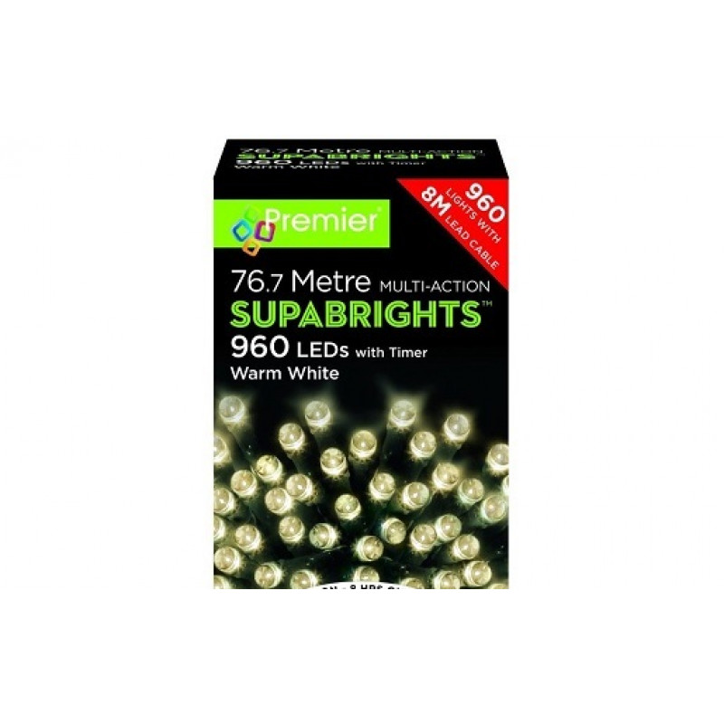 Premier 960 LED MultiAction Supabright Christmas Lights White Christmas Lights Christmas