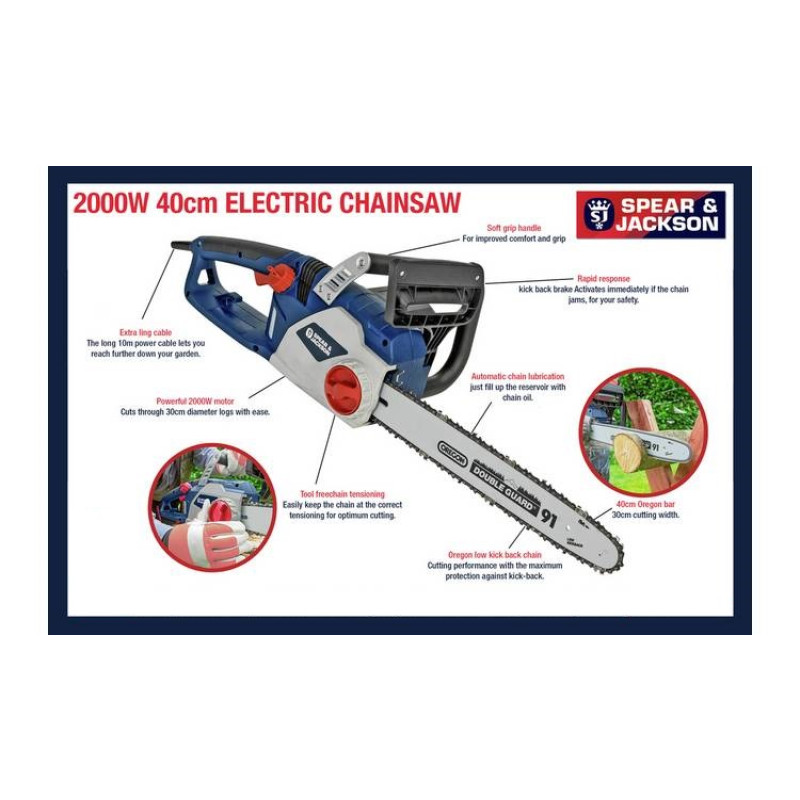 Spear & Jackson S2040EC2 40cm Electric Chainsaw 2000W Chainsaws Garden & Power Tools GMV