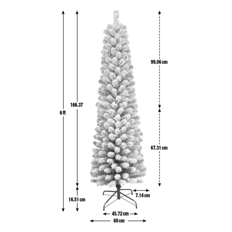 Home 6ft PreLit Snow Tipped Pencil Christmas Tree Green Christmas