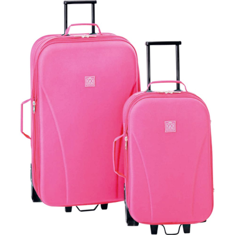 Go Explore 2 Piece Wheeled Luggage Set Pink Luggage Bags Travel Outdoor GMV Trade