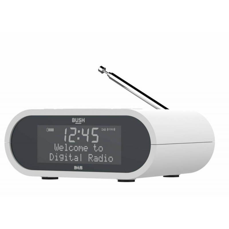 Bush Wireless Charging DAB Clock Radio White Alarm Clocks & Radios
