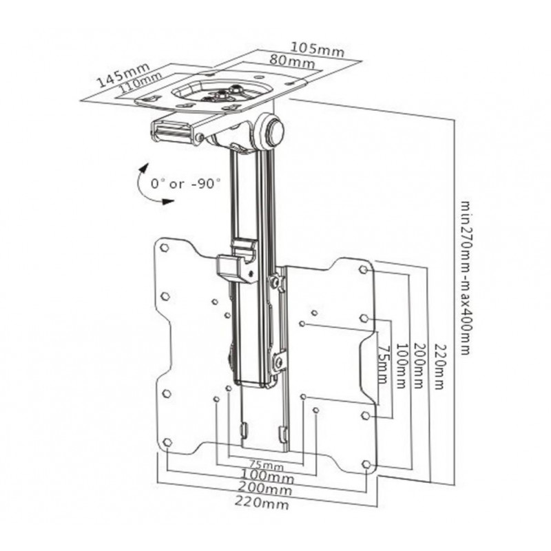 Proper Under TV Bracket 1940 inch Black Television Wall