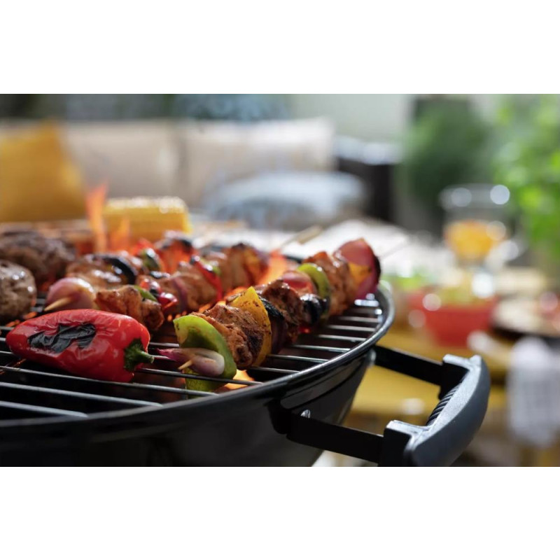 Home 55cm Kettle Charcoal BBQ With Pizza Oven Black Barbecues