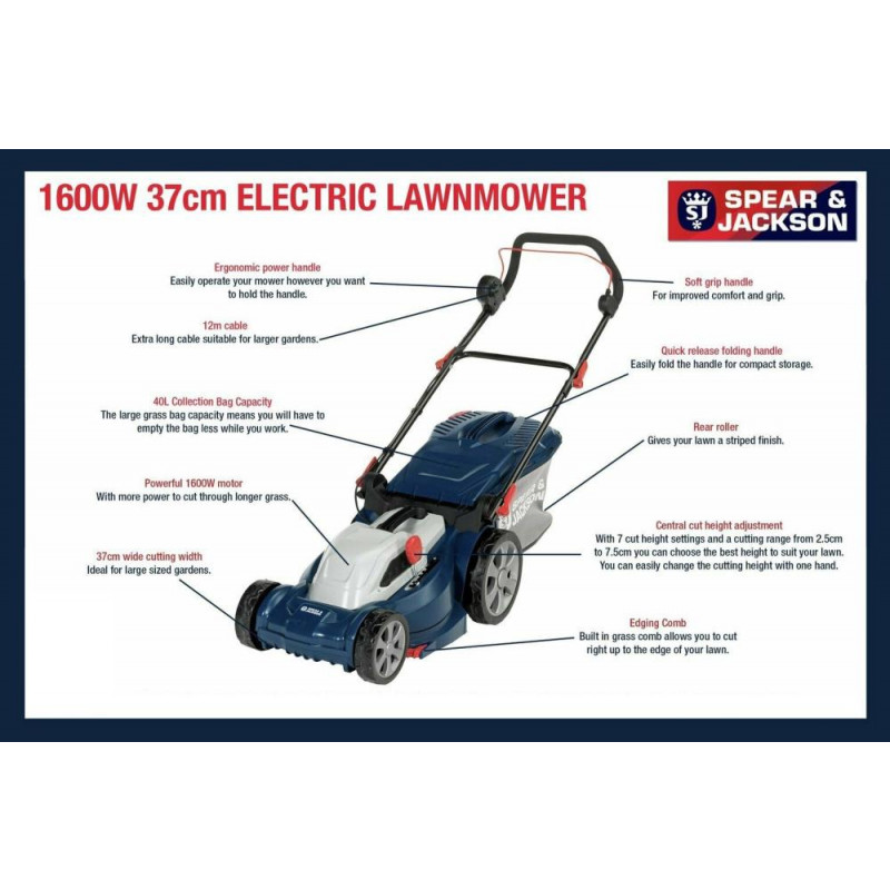 Spear and jackson clearance 1600w lawnmower