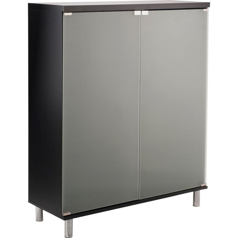 Hygena Milan Storage Cabinet With Frosted Glass Doors Black