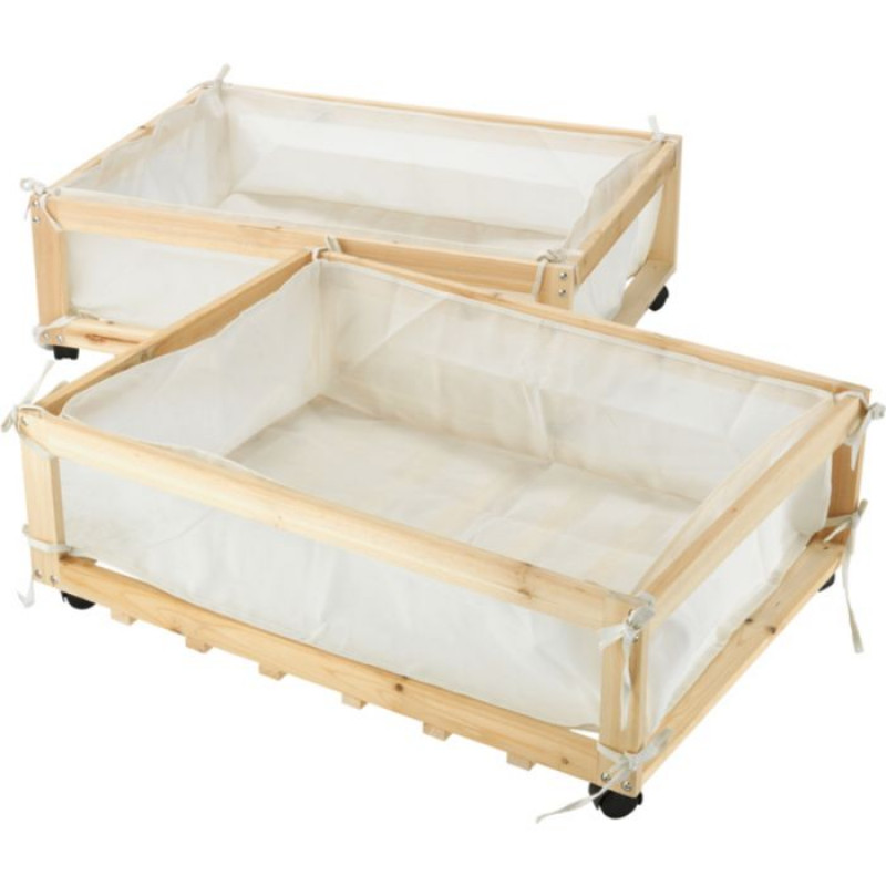 Set of 2 Fabric & Wood Underbed Storage Drawers on Castors Storage