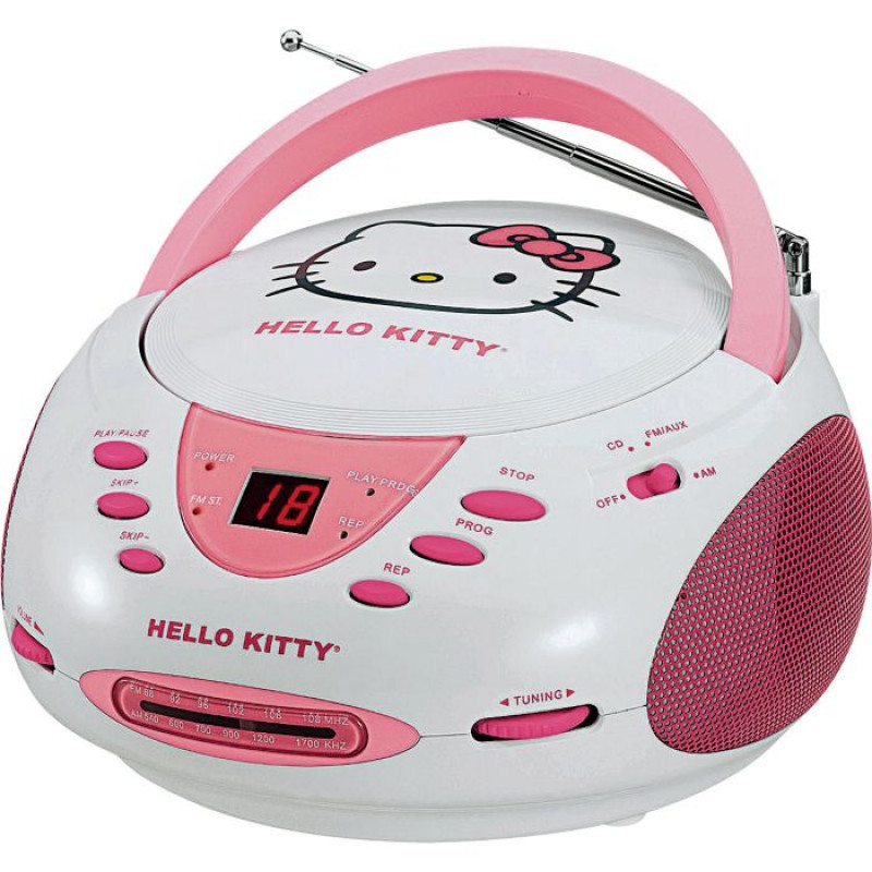Hello Kitty Stereo CD Boombox with AM/FM Radio Pink CD Players