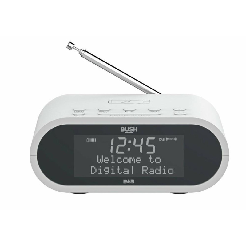Bush Wireless Charging DAB Clock Radio White Alarm Clocks & Radios