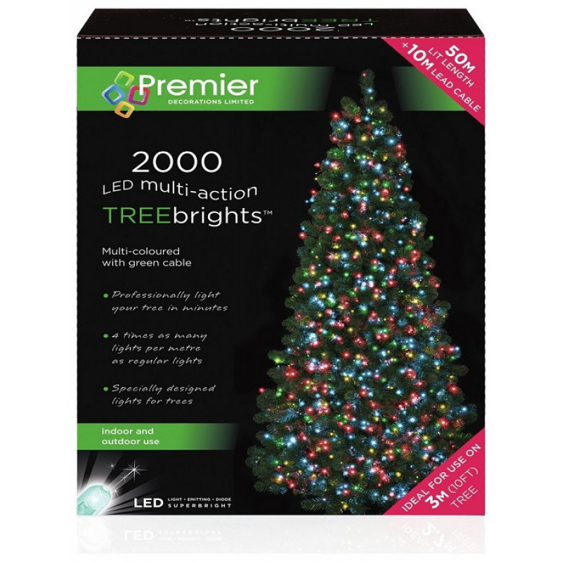 Premier Decorations 2000 LED Treebright Lights Multi Christmas