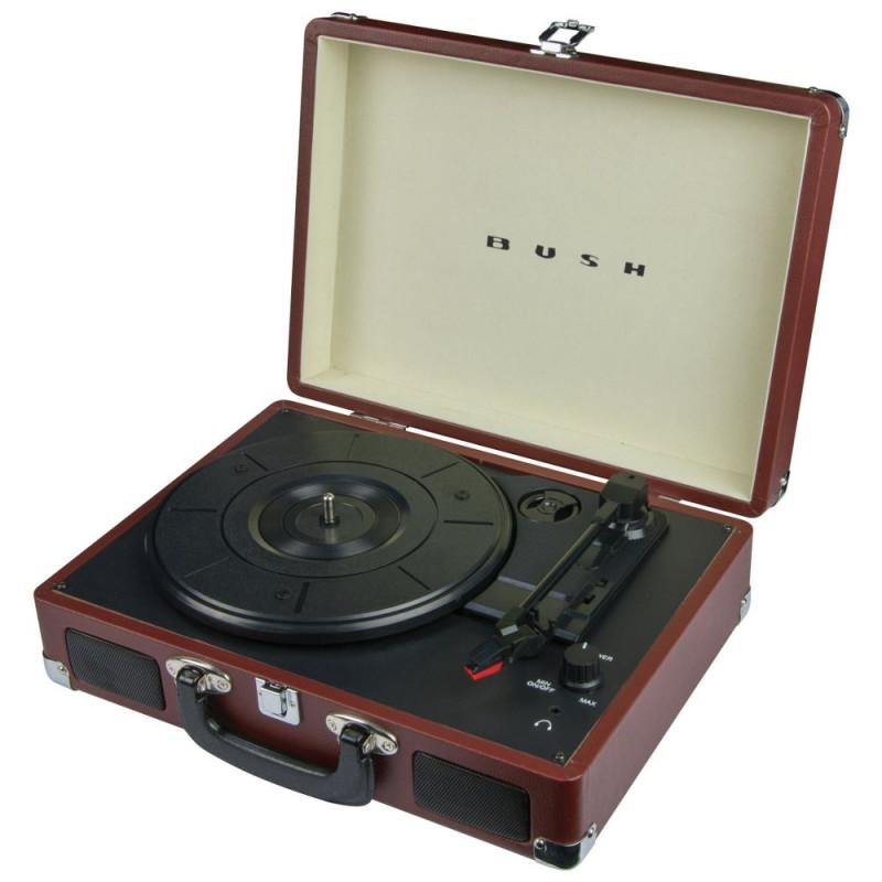 Bush Classic Portable Turntable Vinyl Record Player Brown (No AUX