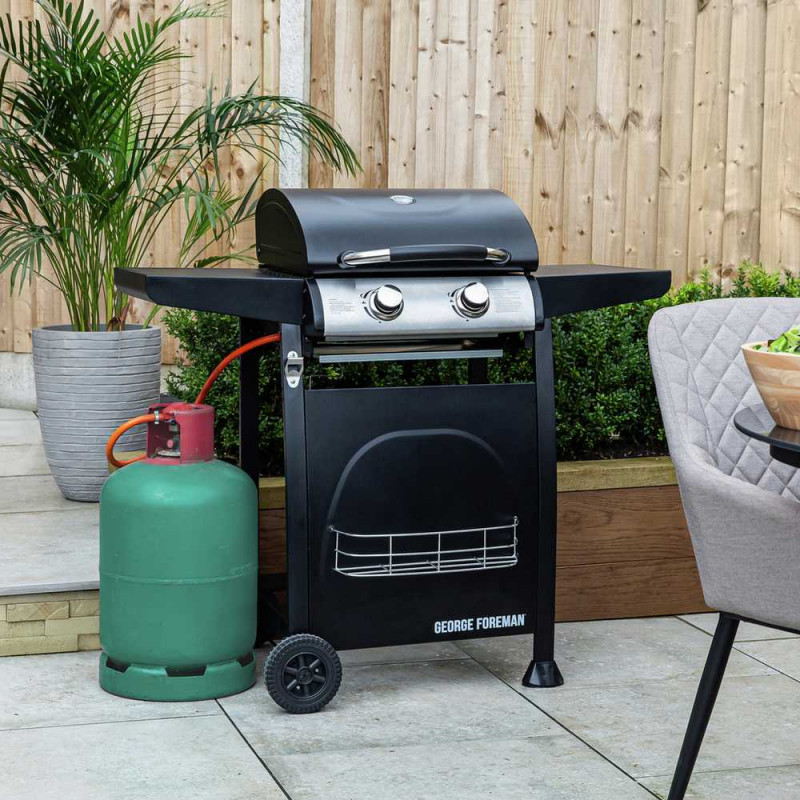 Foreman 2 Burner Gas BBQ Black Barbecues Travel & Outdoor