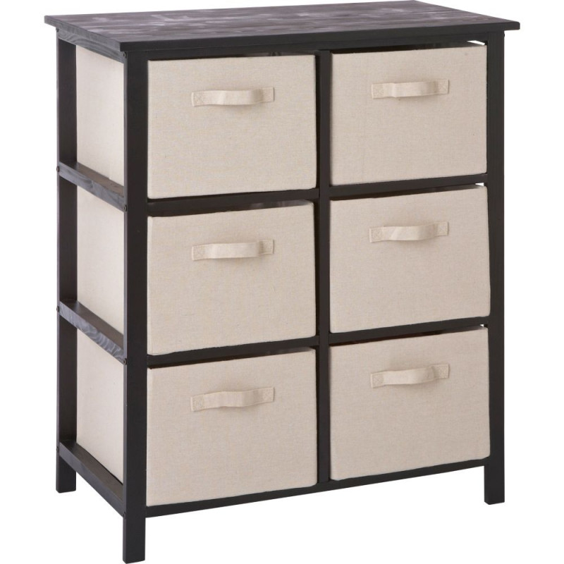 Mali 6 Drawer Hall Storage Unit Black and Cream Storage Units