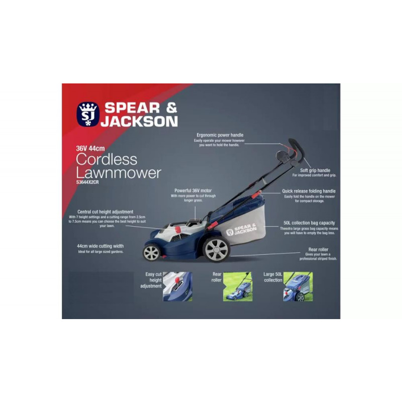 Spear & jackson 44cm cordless cheap lawnmower