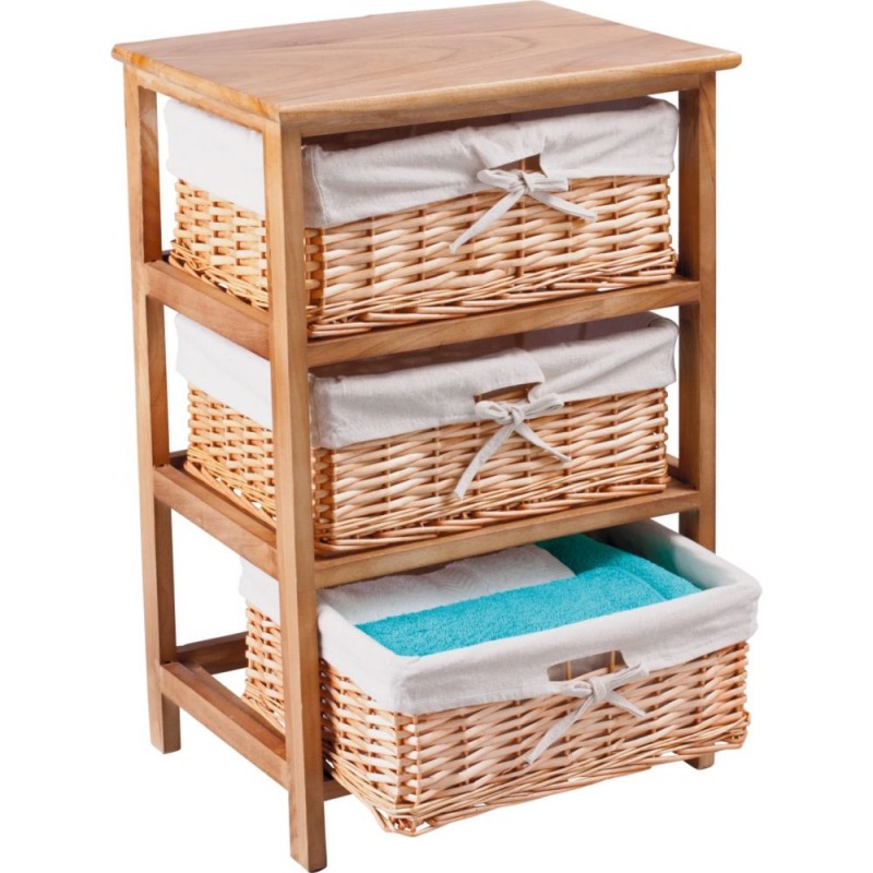 3 Basket Wooden Storage Unit Brown (Slight Chip Front Right Corner) Storage Units