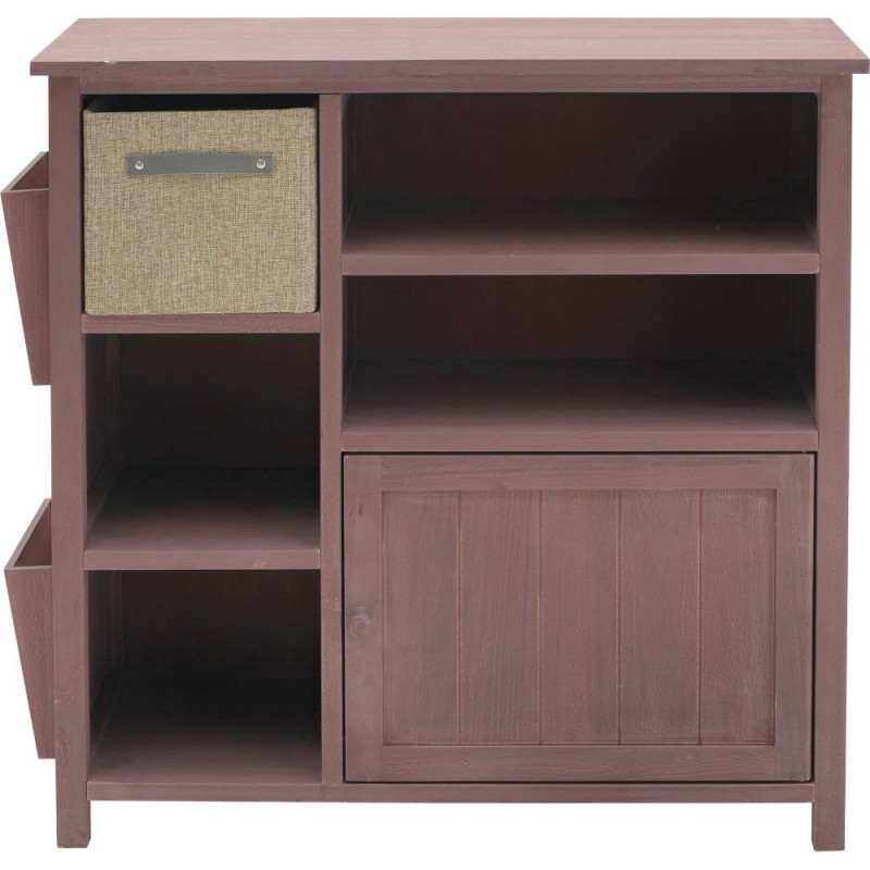 Slimline Hall Storage Unit with Jute Box Chocolate Storage Units Furniture GMV Trade