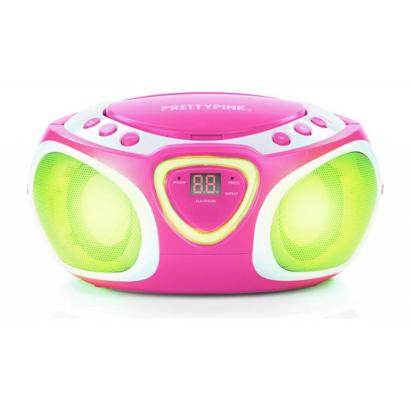 Pretty Pink Boombox CD FM/MW Radio Pink Alarm Clocks & Radios