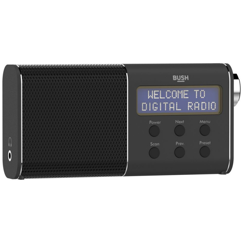 Bush Compact Rechargeable DAB/FM Radio Black DAB Digital Radios