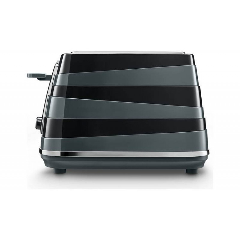 DeLonghi CTAC4003.BK Avvolta 4 Slice Toaster Black/Grey Toasters