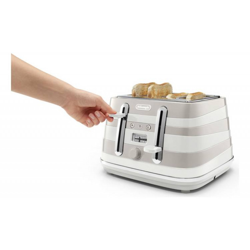 DeLonghi CTAC4003.W Avvolta 4 Slice Toaster White/Beige Toasters