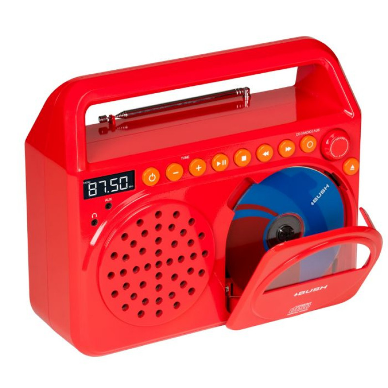 Bush Wave Boombox with CD Player Red CD Players & Cassette Players Home Audio Audio