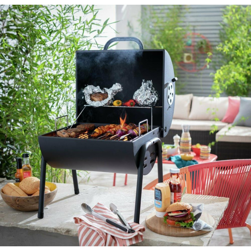 Home Table Top Oil Drum Charcoal BBQ Black Barbecues Travel