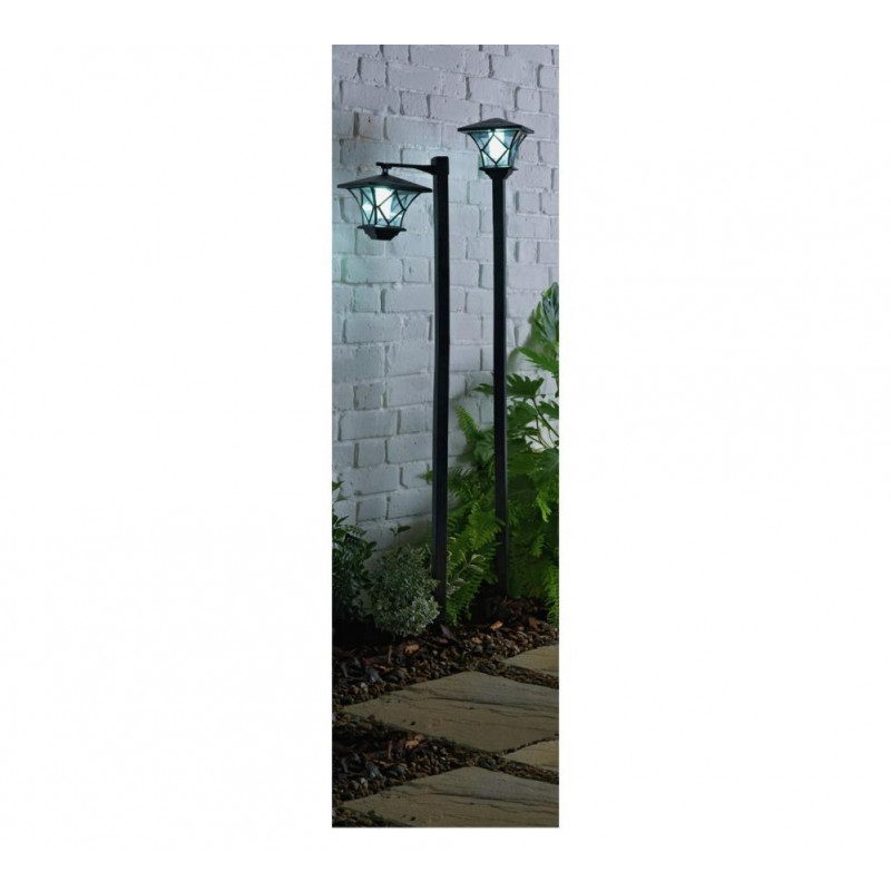 Home Set Of 2 LED Solar Lamp Posts Black Other Garden & Power Tools