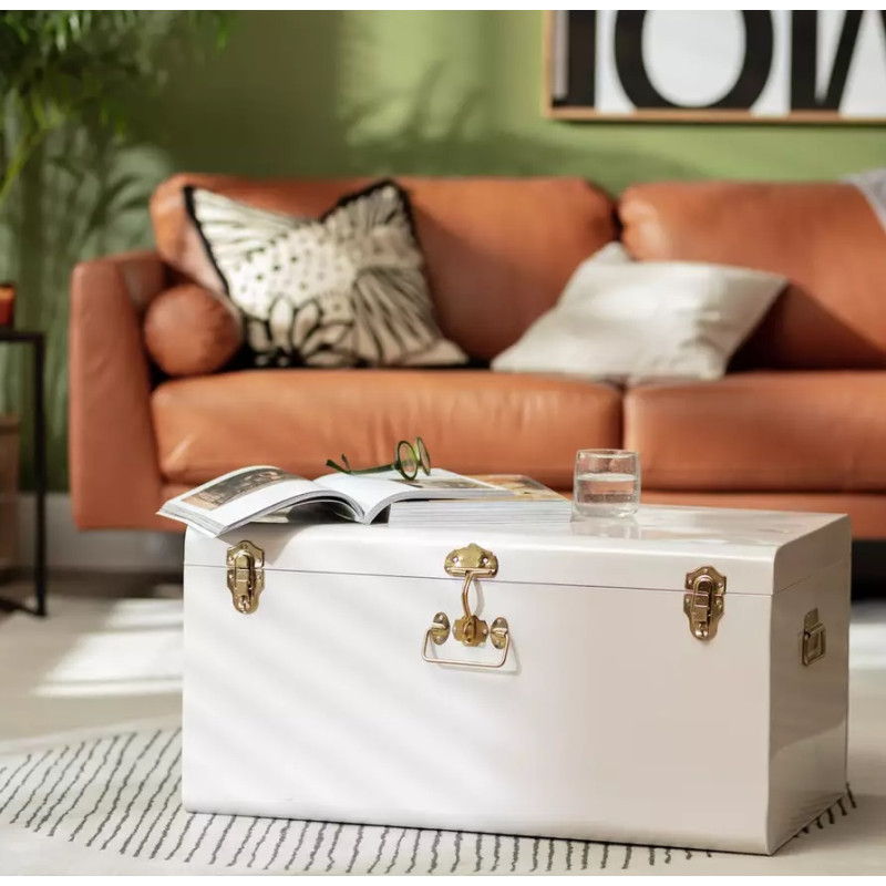 Habitat Extra Large Galvanised Steel Storage Trunk White Storage