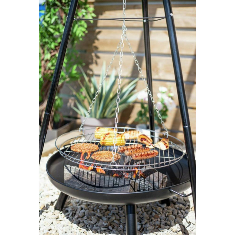 La Hacienda Fire Pit Tripod With Cooking Area Black Fireplaces