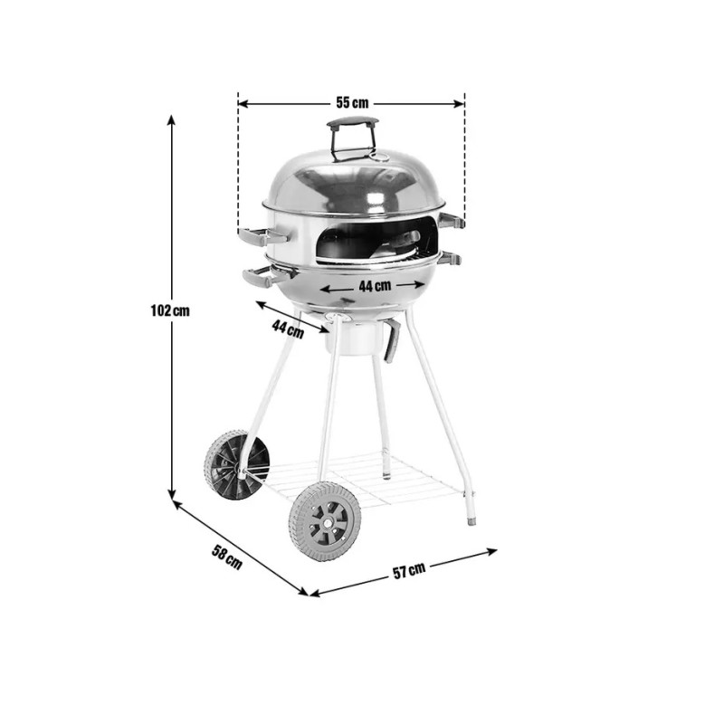 Home Kettle Charcoal BBQ With Pizza Oven Black Barbecues Travel