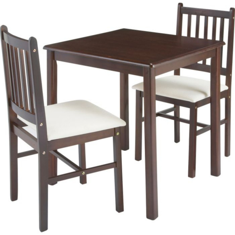 Kendall Walnut Dining Table and 2 Upholstered Chairs Cream Tables