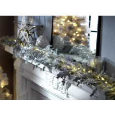 Habitat 1.8m Pre-Lit Christmas Garland - Silver