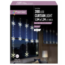 Premier 390 LED Snowflake Pin Wire Curtain Christmas Lights