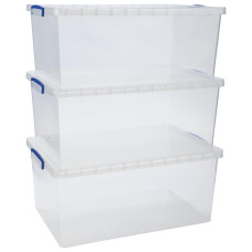 Really Useful Set Of 3 62 Litre Boxes - Clear (No Lids)