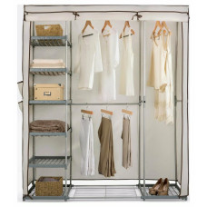 Home Fabric Covered Triple Wardrobe - Cream