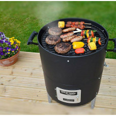Bar-Be-Quick Charcoal Smoker And Grill - Black