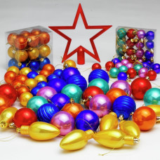 Habitat 100 Pack Of Mixed Bright Christmas Baubles - Multicoloured